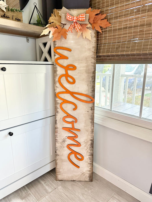 Fall Rustic Leaning Porch Sign