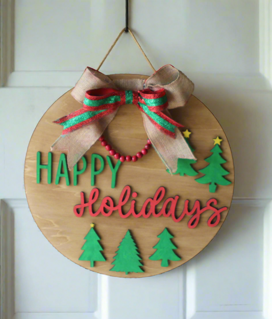 Happy Holidays Door Sign