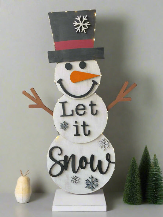 Let It Snow Lighted Standing Snowman